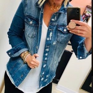 Oversized Denim Distressed Jacket